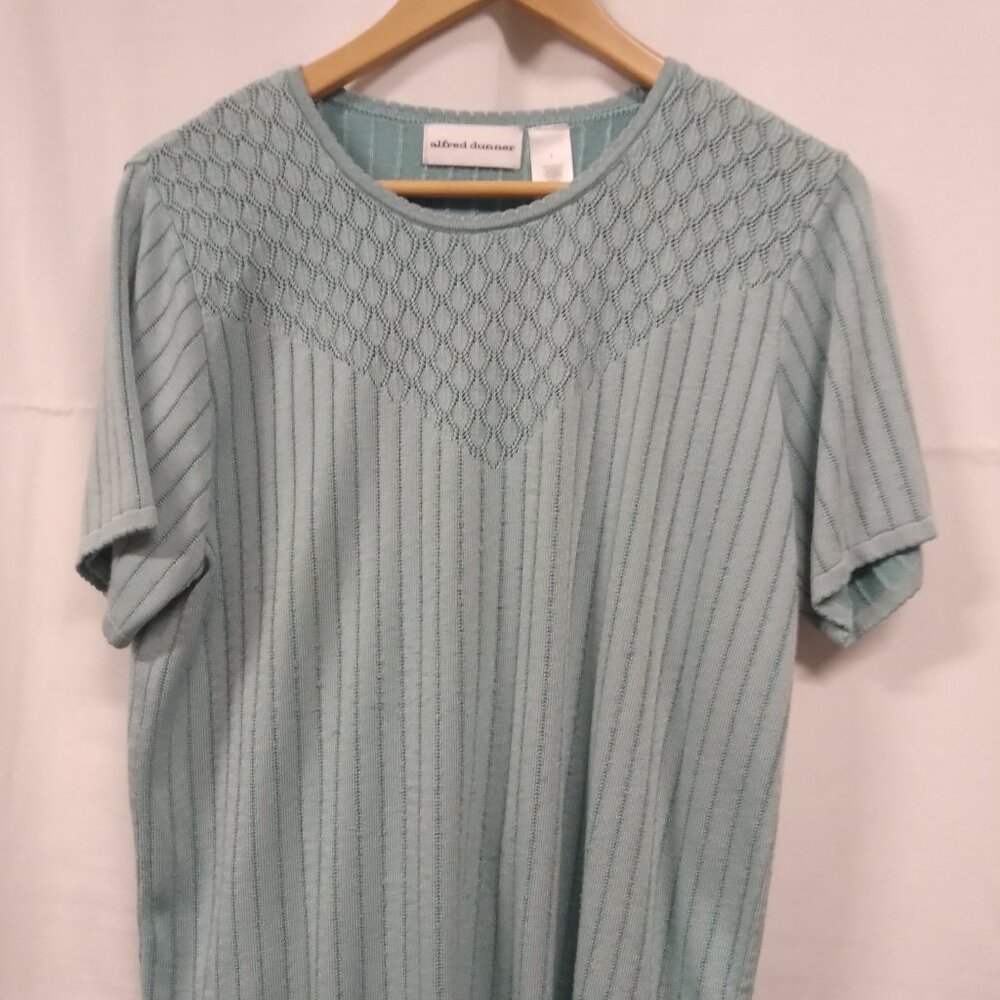 Alfred Dunner Top Sage Green Short Sleeve XL